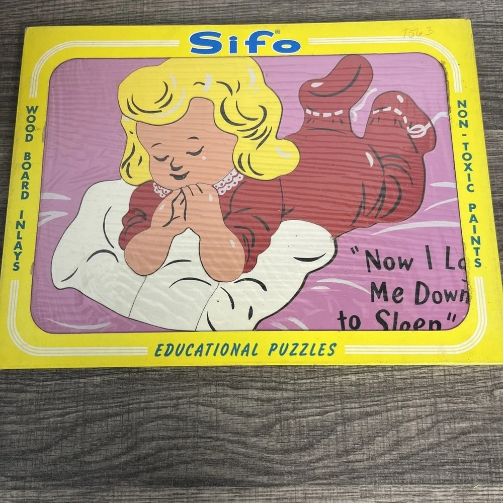 Vtg Sifo 5R5 Now I Lay Me Down To Sleep 10 Pc Tray Board Puzzle Non-Toxic New